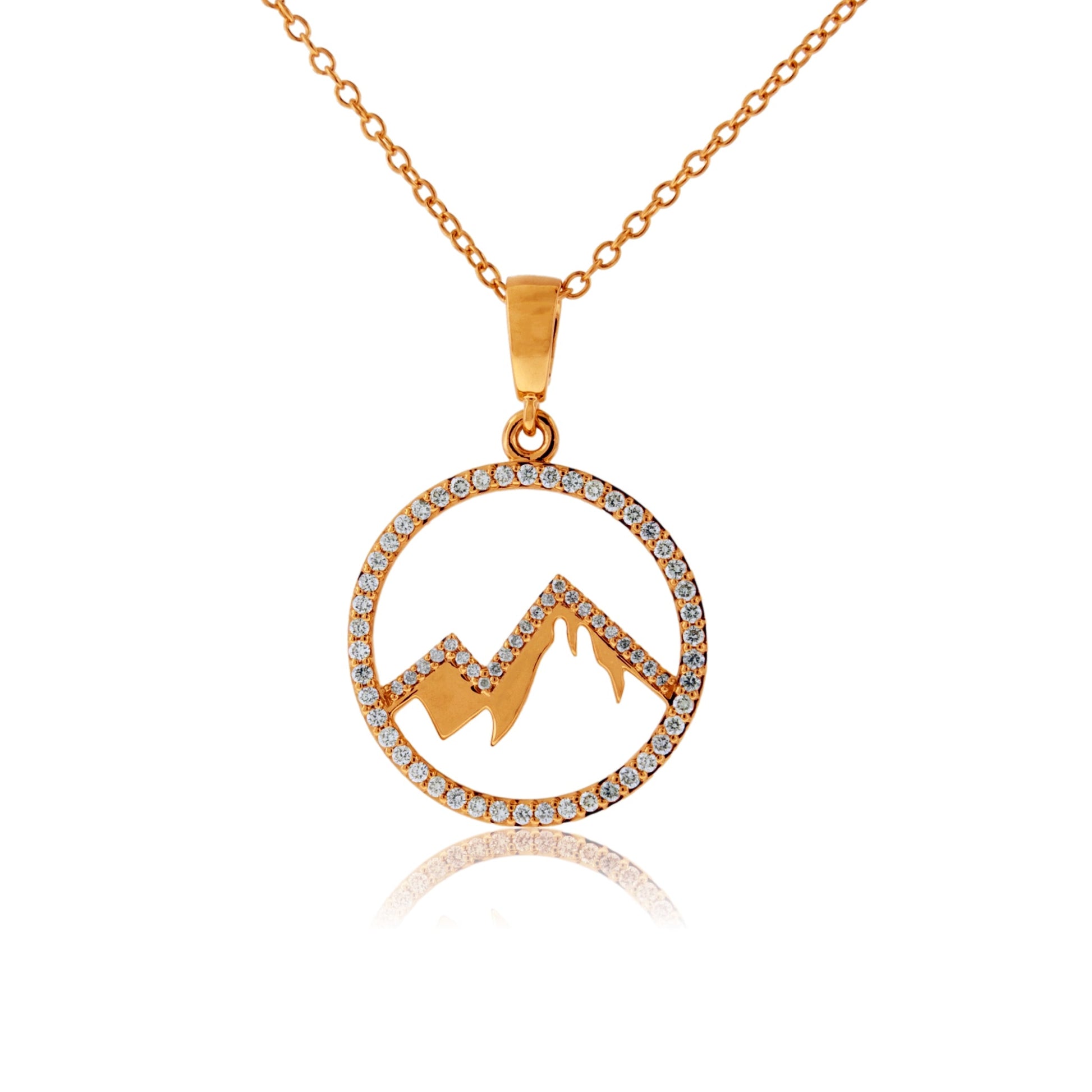 Diamond Mountain Silhouette in Circle Necklace - Park City Jewelers