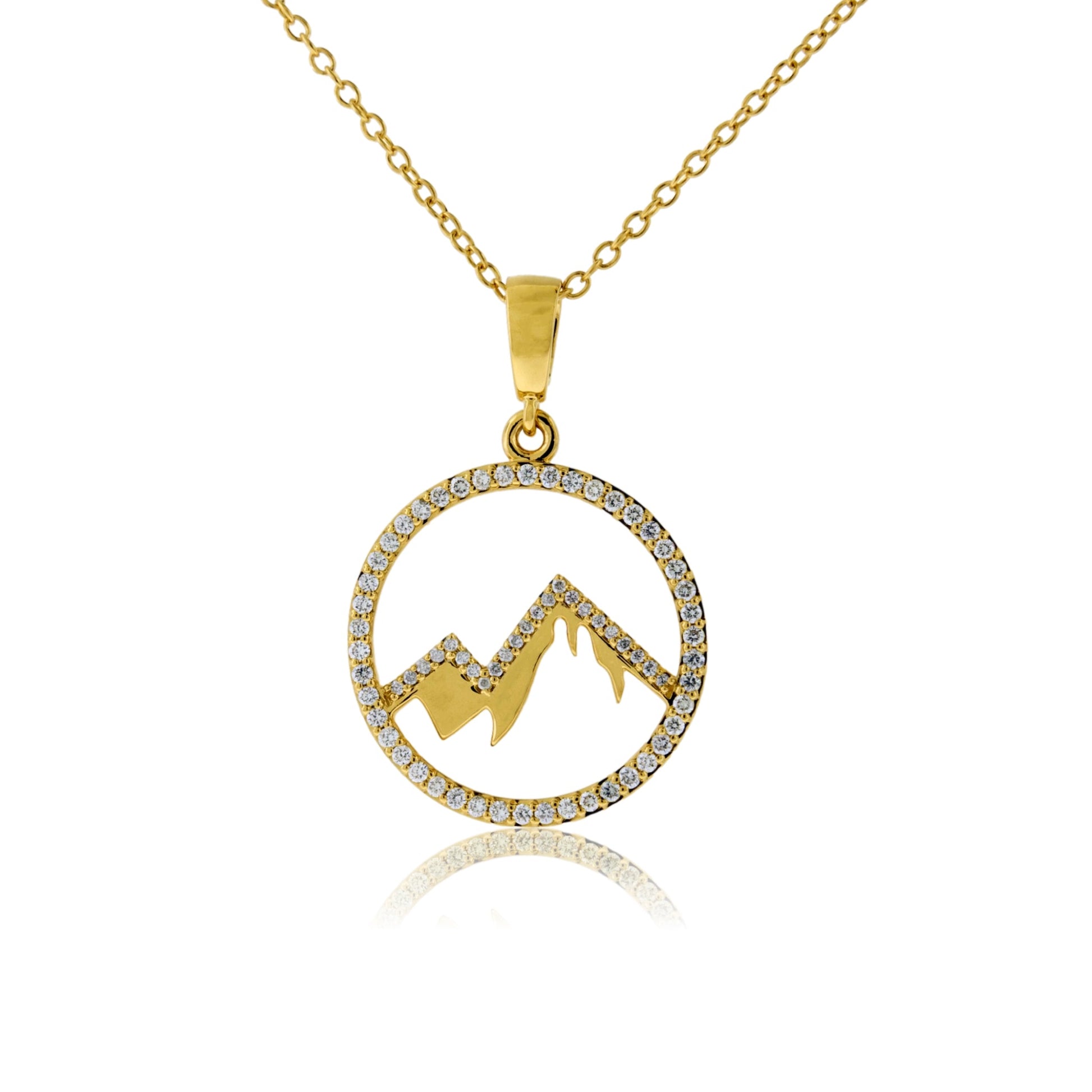 Diamond Mountain Silhouette in Circle Necklace - Park City Jewelers