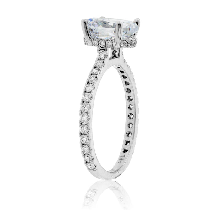 Diamond & Oval CZ Center Stone Engagement Ring with Hidden Halo - Park City Jewelers