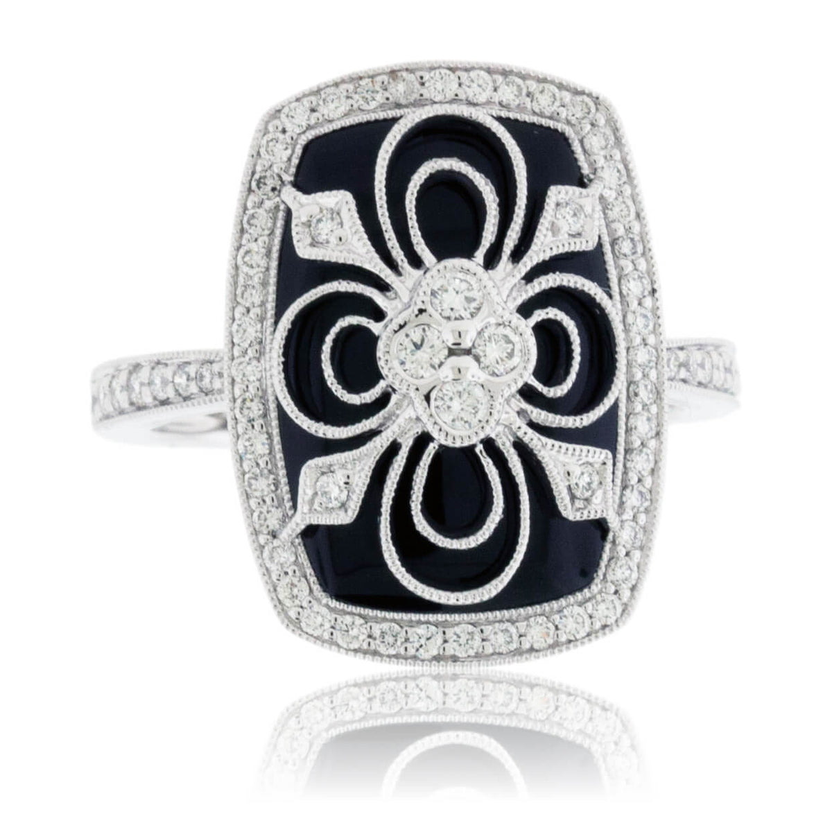 Diamond Over Black Onyx Vintage Inspired Ring - Park City Jewelers