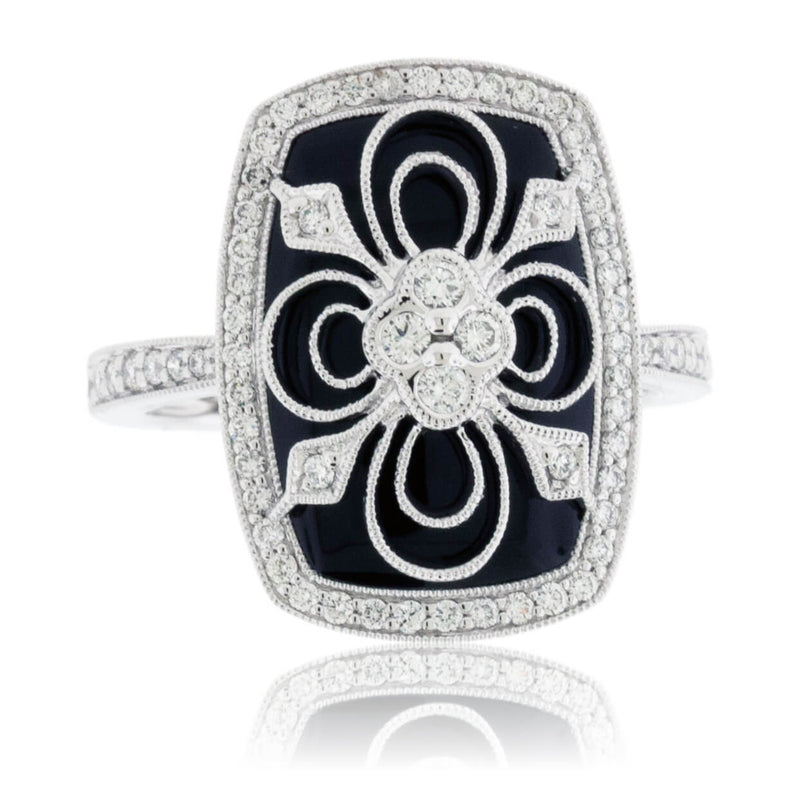 Diamond Over Black Onyx Vintage Inspired Ring - Park City Jewelers