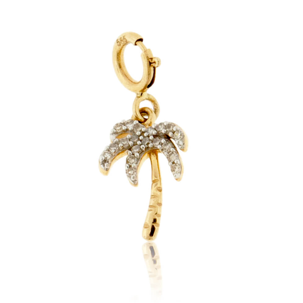 Diamond Palm Tree Spring Ring Charm - Park City Jewelers