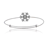 Diamond Pave Snowflake Bangle Style Adjustable Bracelet - Park City Jewelers