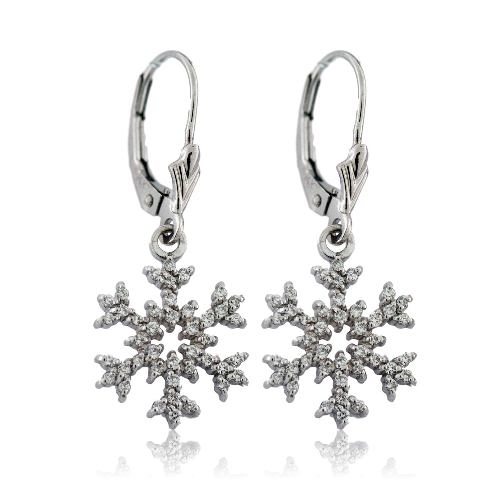 Diamond Pave Snowflake Earrings