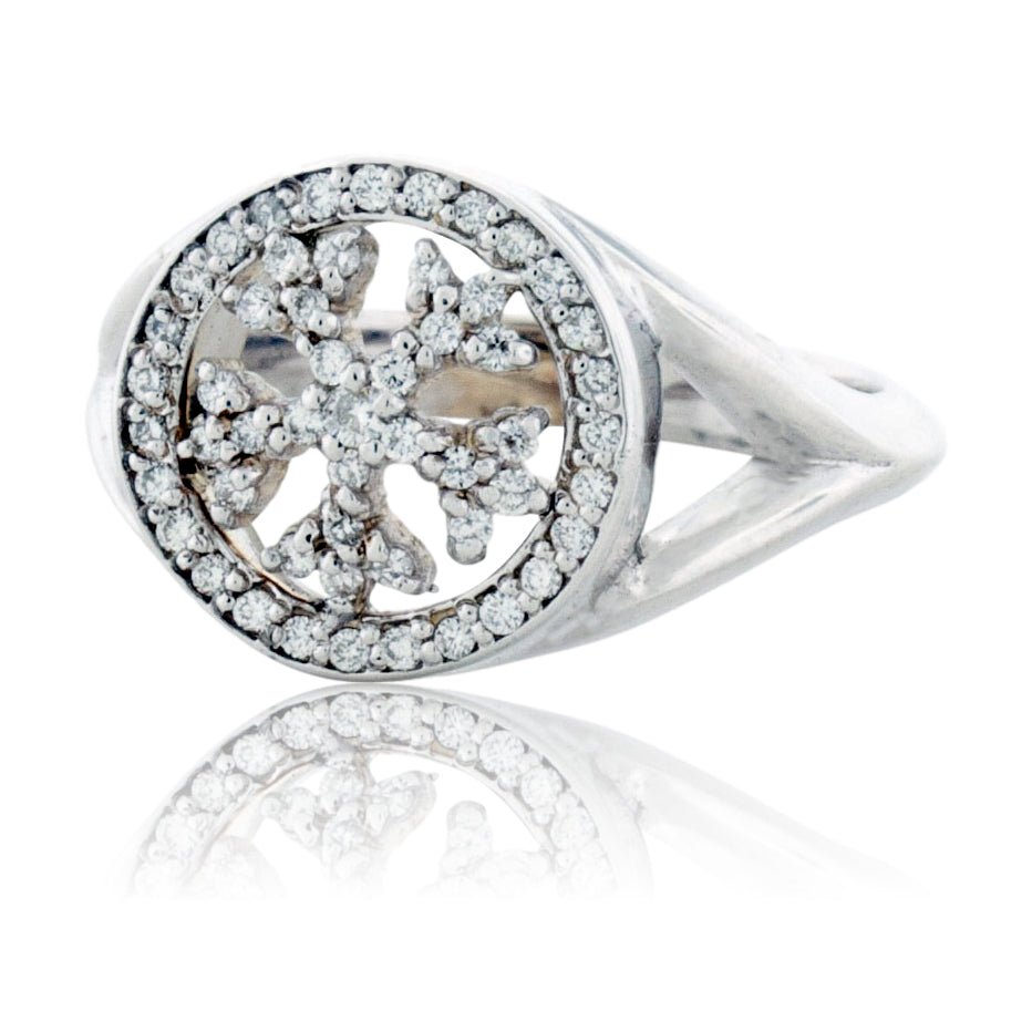 Diamond Pave Snowflake Halo Ring - Park City Jewelers