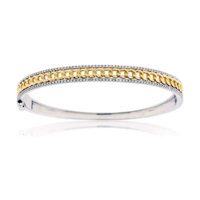Diamond Rails & Link Style Bangle Bracelet - Park City Jewelers