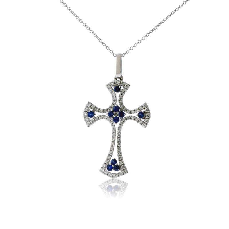 Diamond & Sapphire Cross Pendant - Park City Jewelers