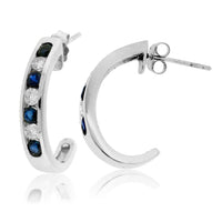 Diamond & Sapphire Half Hoop Earrings - Park City Jewelers