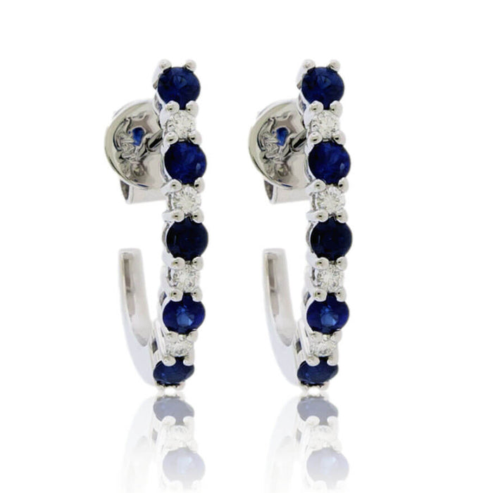 Diamond & Sapphire Half Hoop Earrings - Park City Jewelers