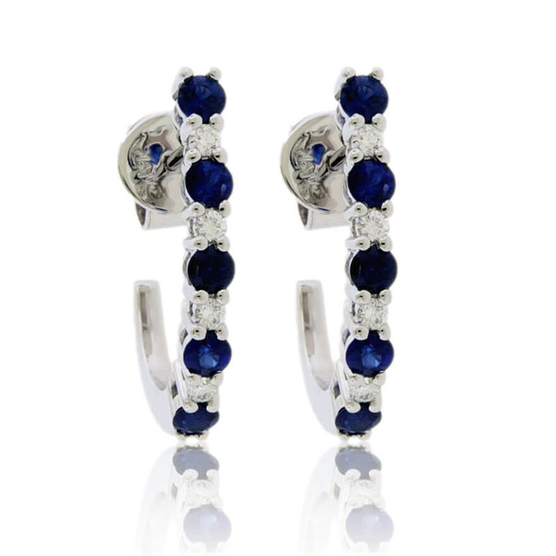 Diamond & Sapphire Half Hoop Earrings - Park City Jewelers