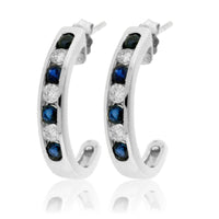 Diamond & Sapphire Half Hoop Earrings - Park City Jewelers