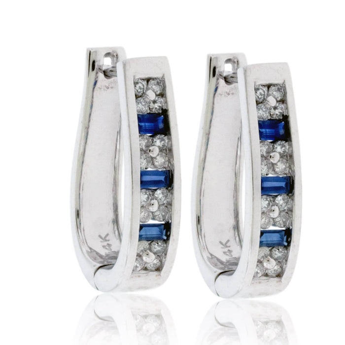 Diamond & Sapphire Hoop Earrings - Park City Jewelers