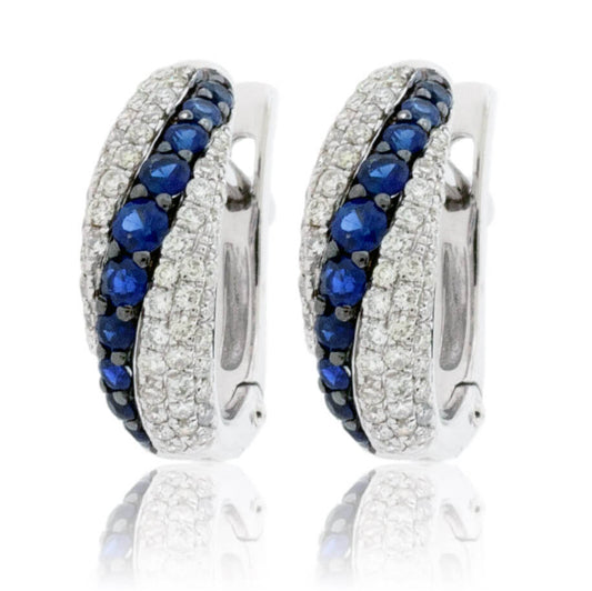 Diamond & Sapphire Huggie Hoop Earrings - Park City Jewelers