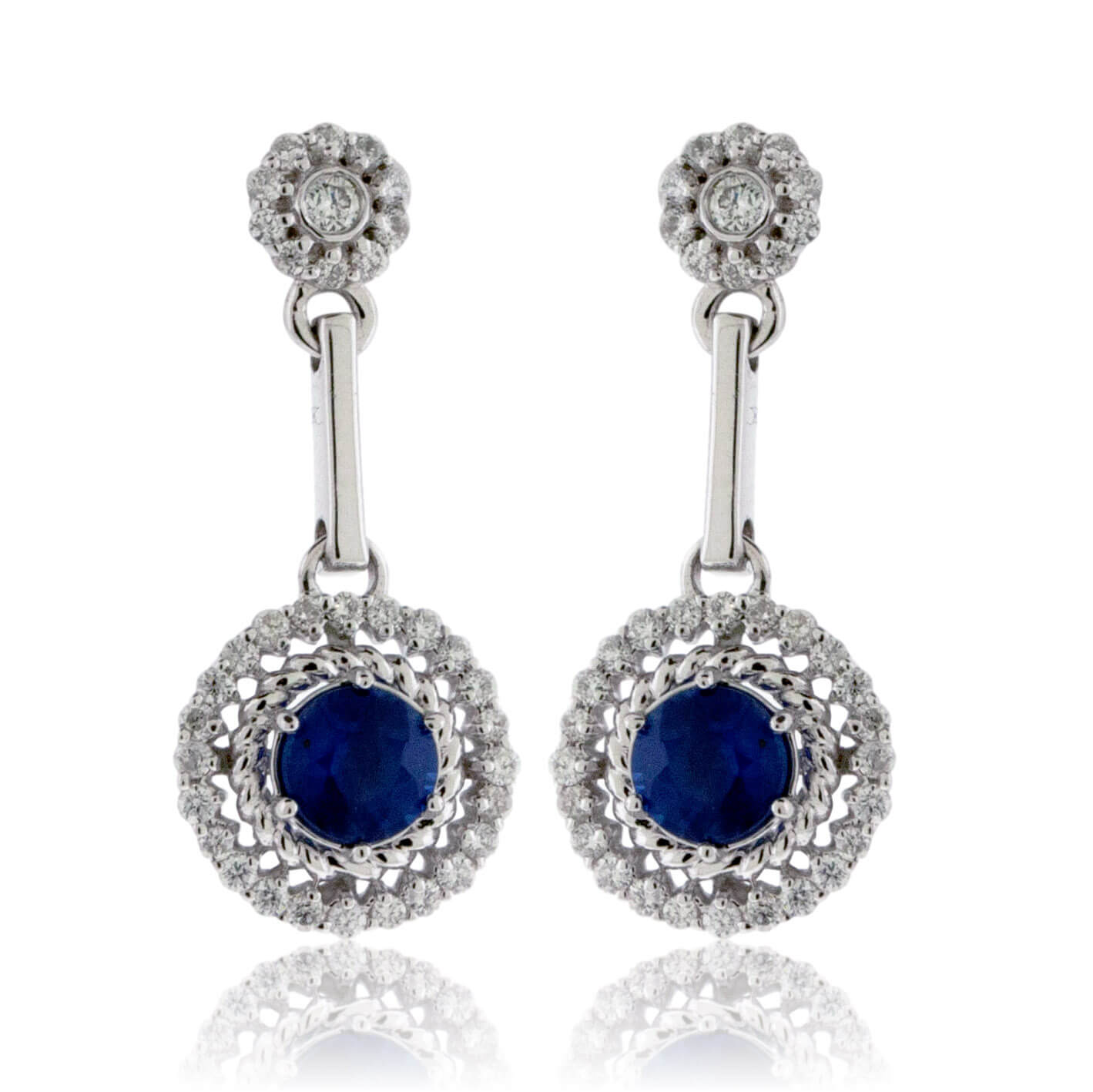 Pear-Shaped Lab-Created Blue and White Sapphire Vintage-Style Drop Earrings  in Sterling Silver | Zales