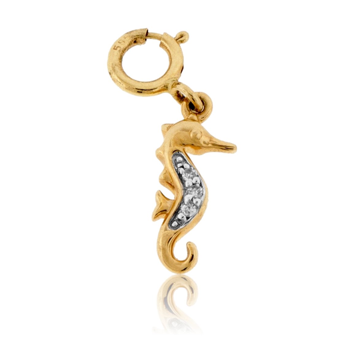 Diamond Sea Horse Spring Ring Charm - Park City Jewelers