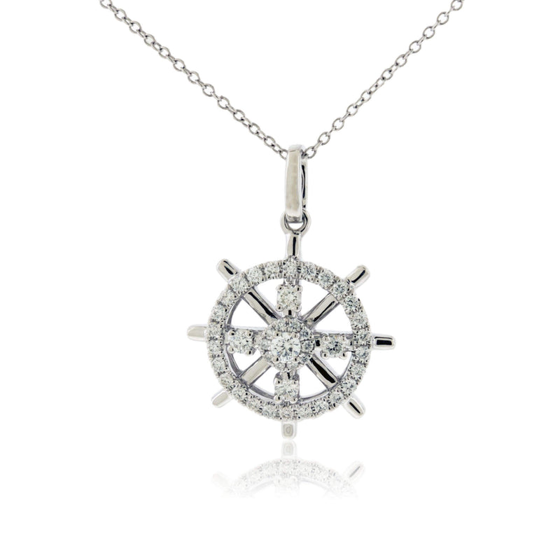Diamond Ship Wheel Pendant with Chain - Park City Jewelers