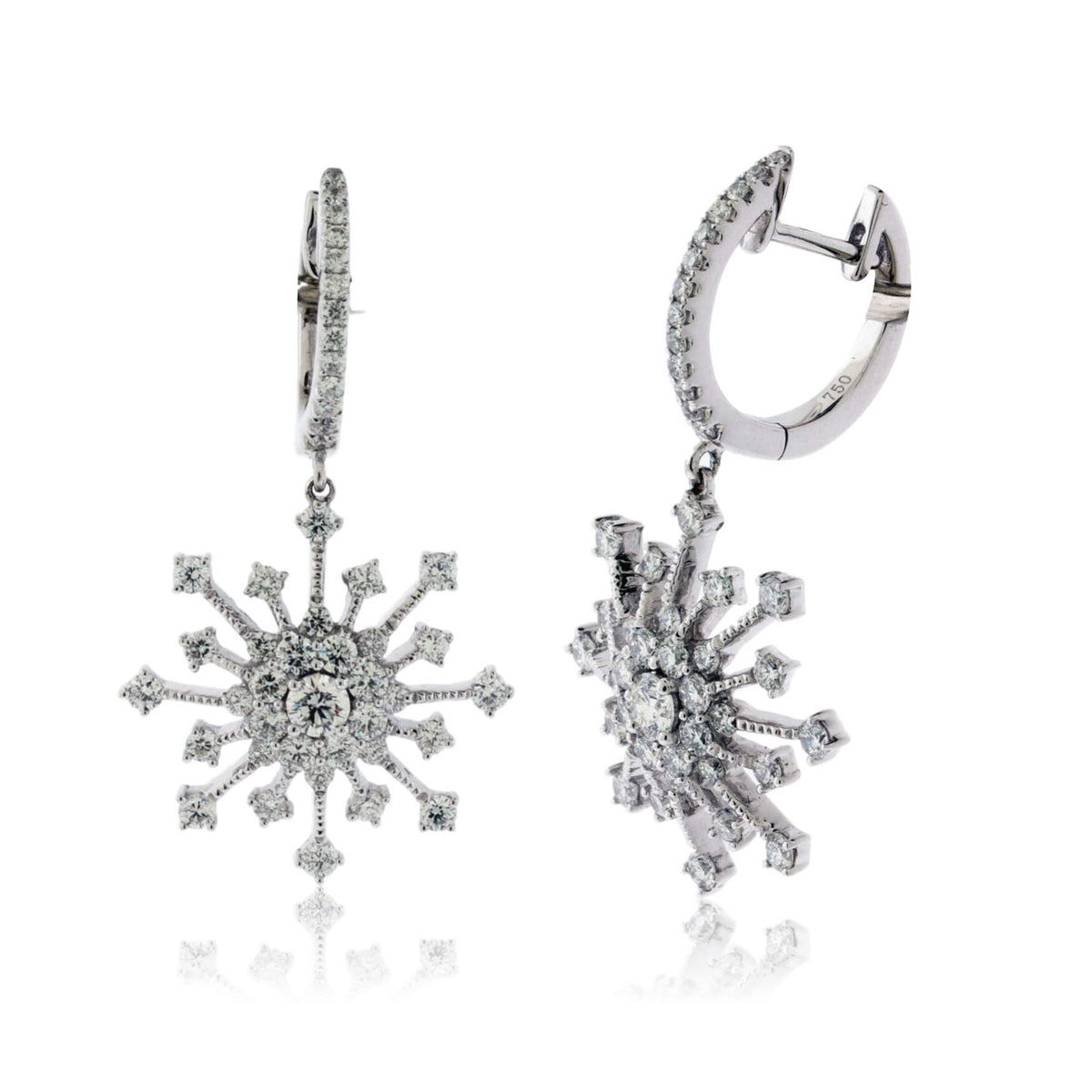 Diamond Snowflake Burst Earrings - Park City Jewelers