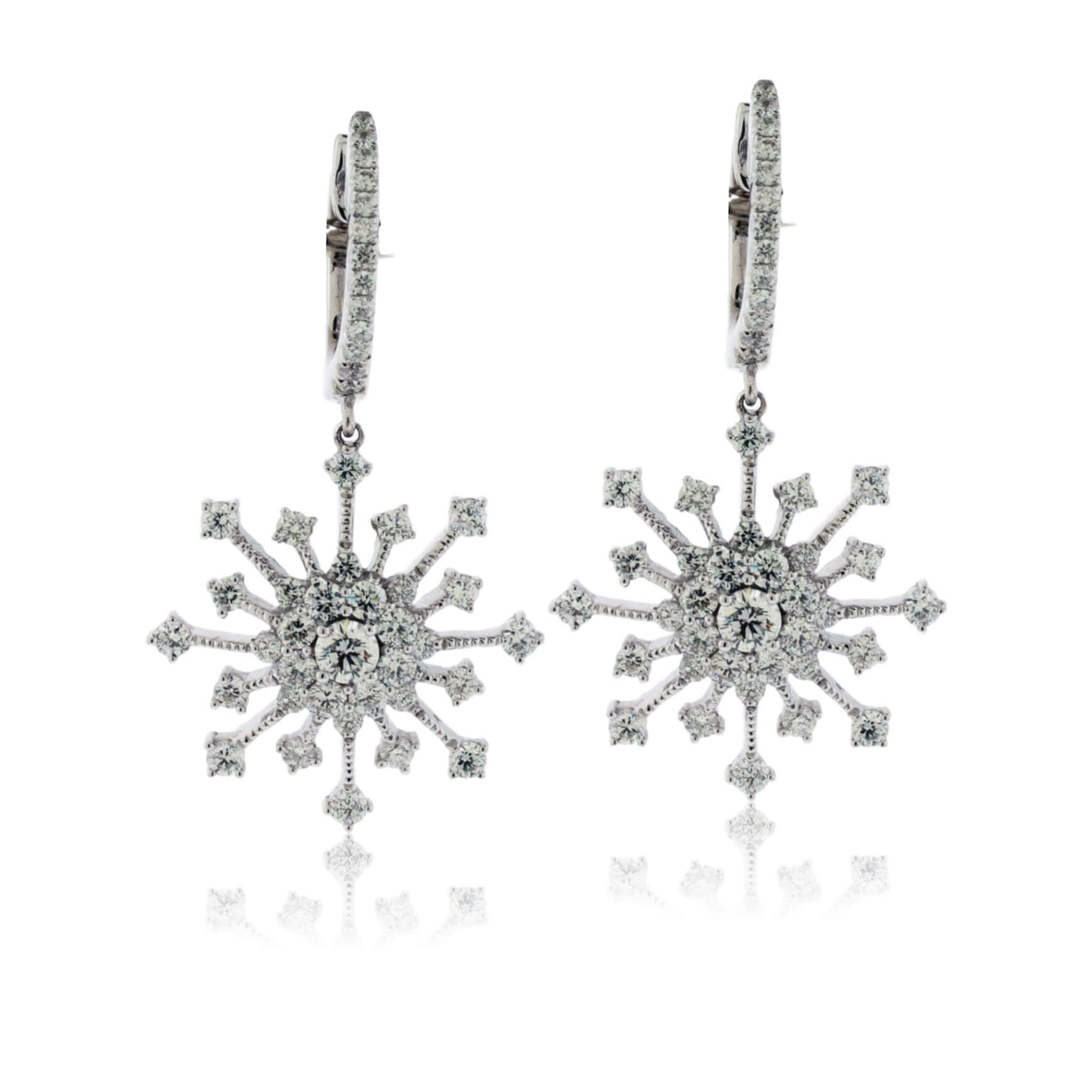 Yellow Gold Signature Diamond Snowflake Dangling Earrings – Alexandra Mor