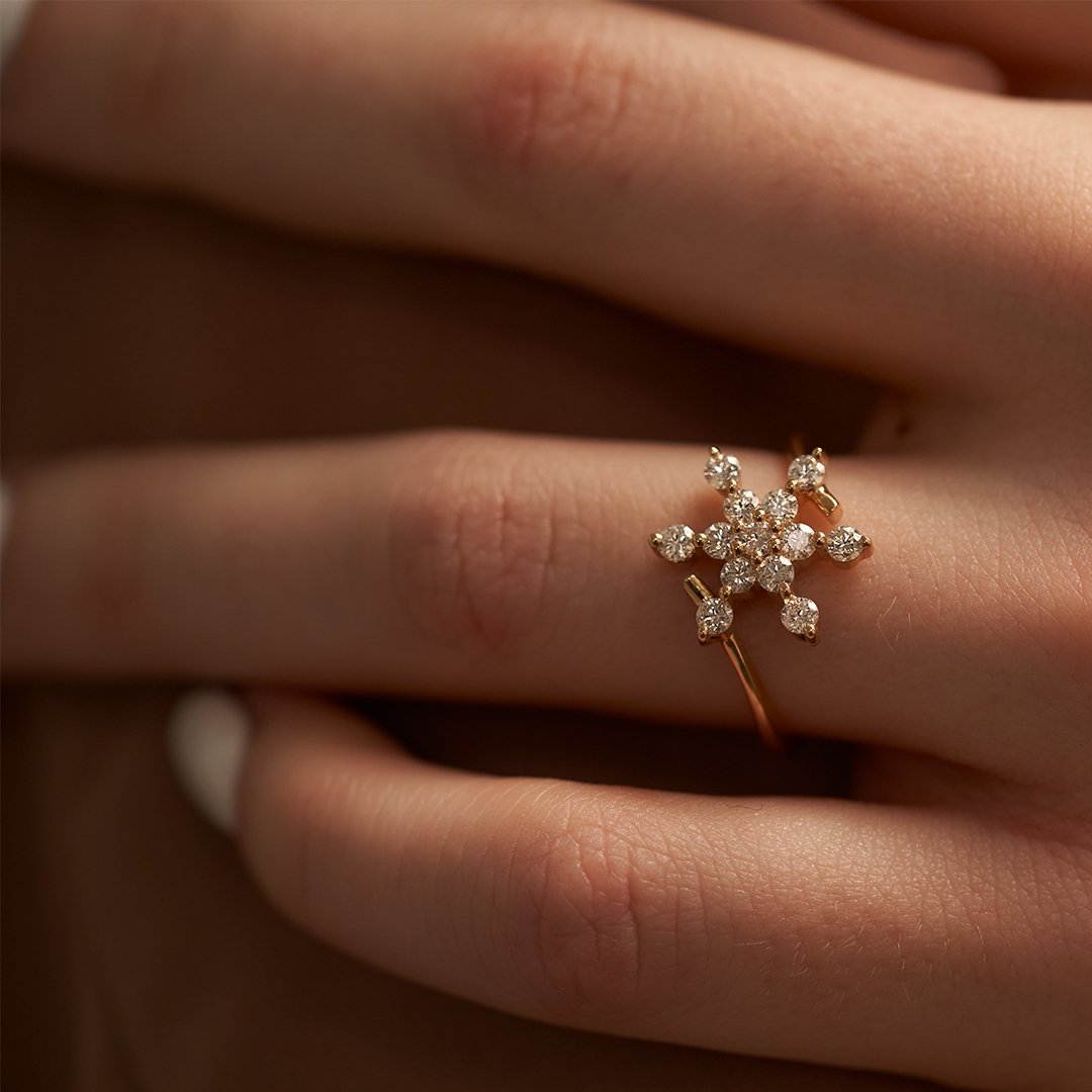 Rose gold deals snowflake ring