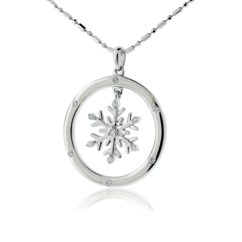 Diamond Snowflake in Circle Pendant with Chain - Park City Jewelers