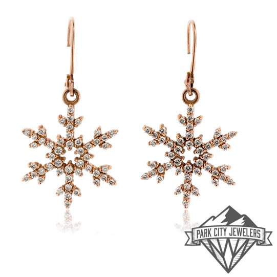 Diamond Snowflake Leverback Earrings - Park City Jewelers