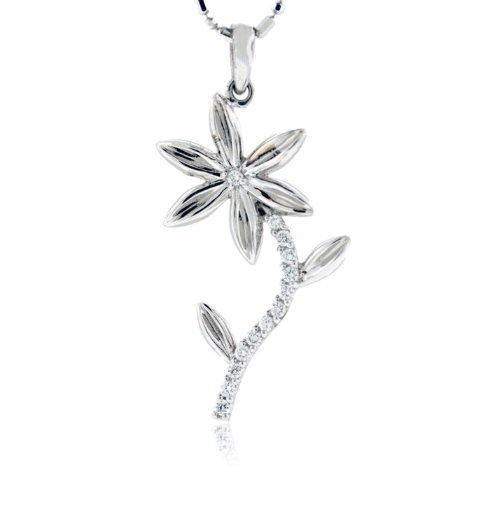 Diamond Stem Flower Necklace - Park City Jewelers