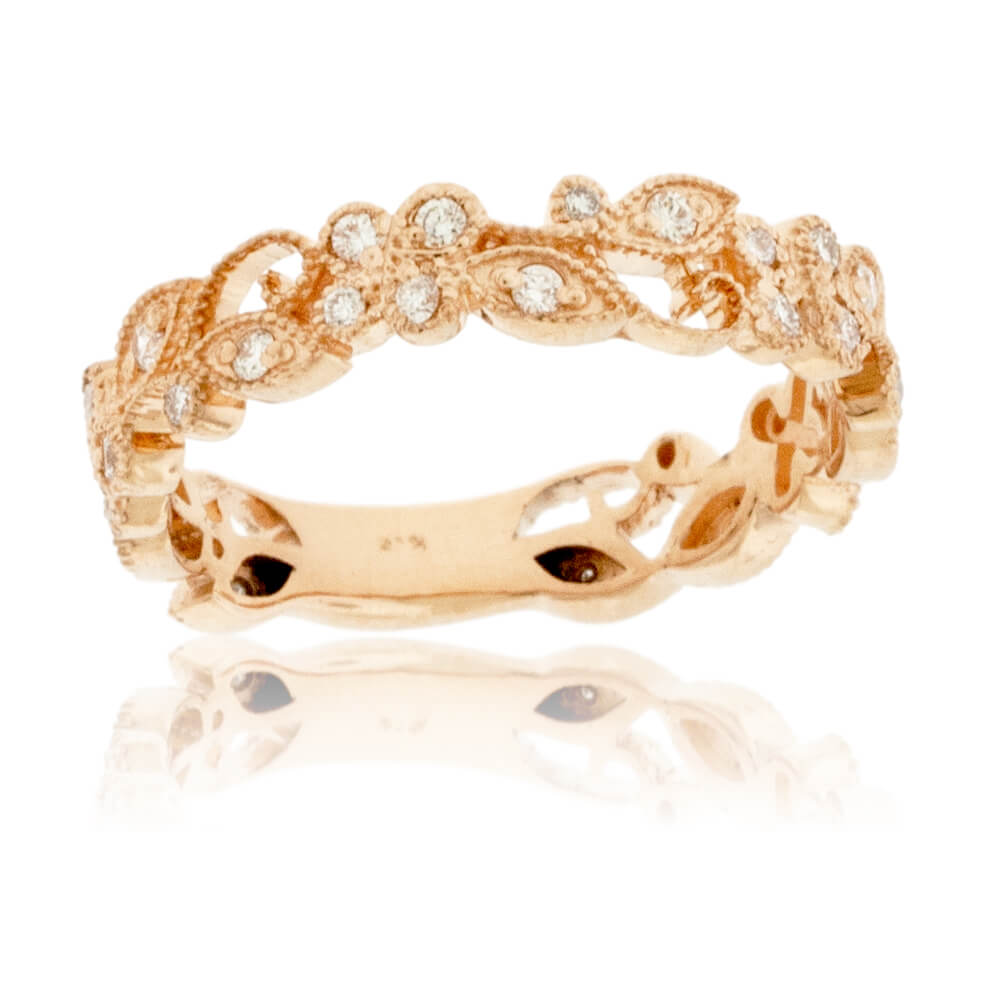 Diamond Vine & Leaf Milgrain Style Filigree Band - Park City Jewelers