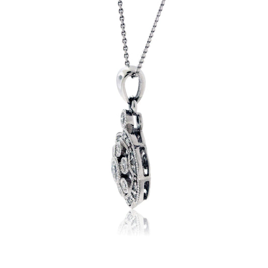 Diamond White Gold Flower Style Pendant - Park City Jewelers