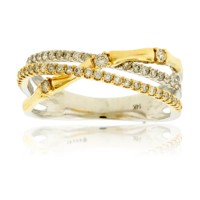 Diamond White Gold & Yellow Gold Bypass Ring - Park City Jewelers