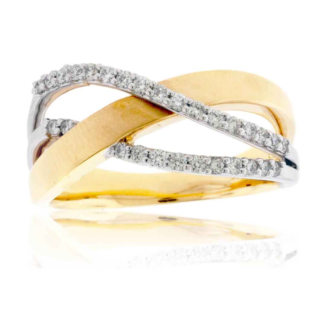 Diamond Yellow Gold Bypass Ring - Park City Jewelers