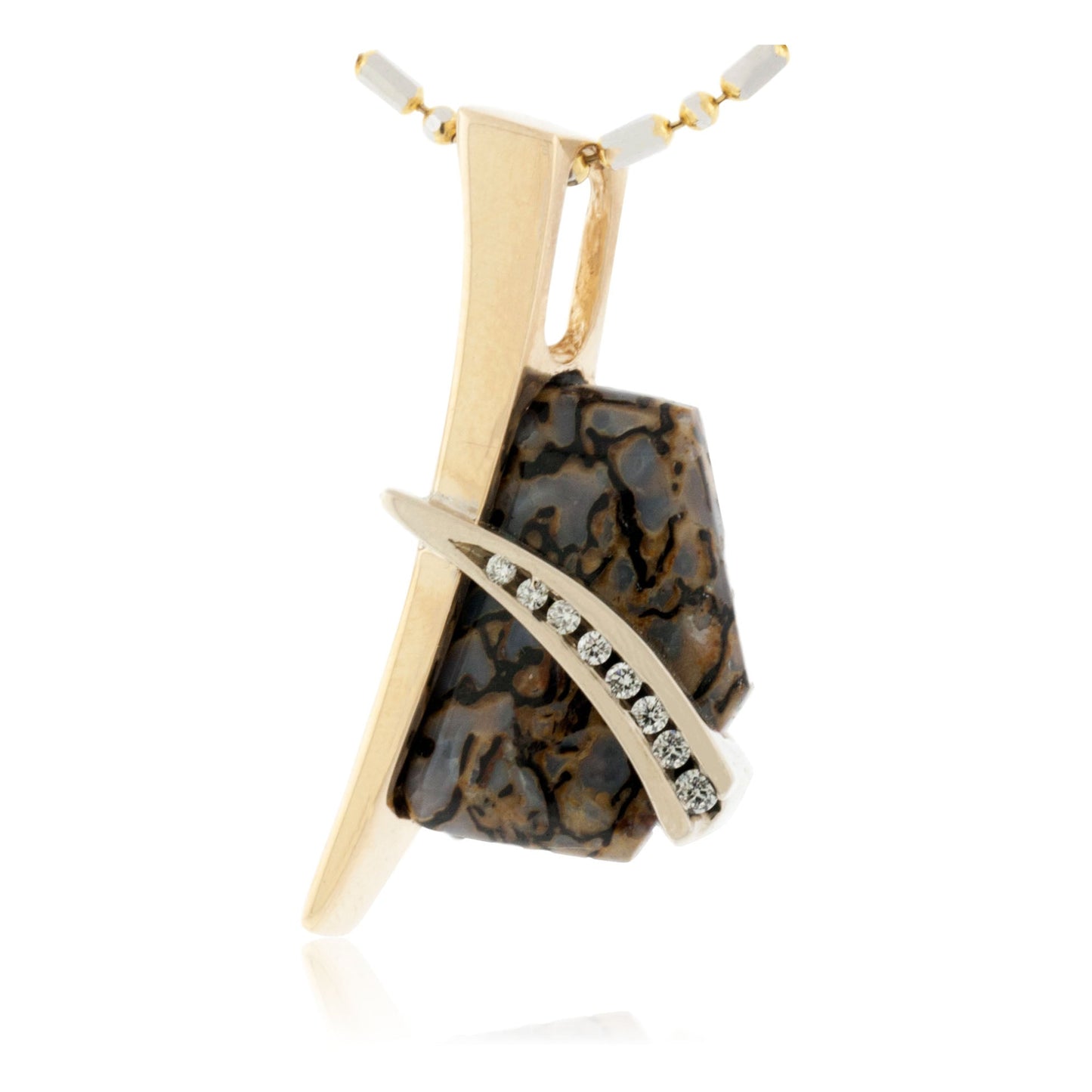 Dinosaur Bone and Diamond Necklace - Park City Jewelers