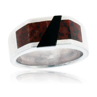 Dinosaur Bone and Onyx Strike Ring - Park City Jewelers