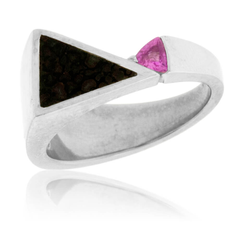 Dinosaur Bone and Pink Sapphire Ring - Park City Jewelers