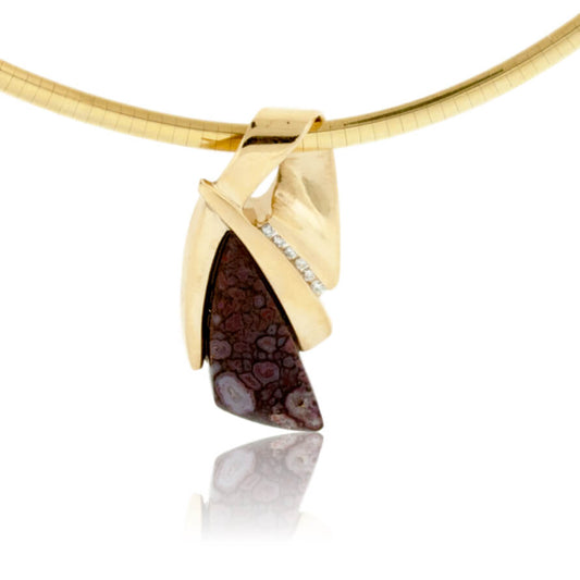 Dinosaur Bone & Diamond Contemporary Style Necklace - Park City Jewelers