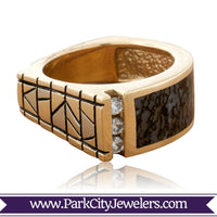 Dinosaur Bone Inlay Santa Fe Style Ring - Park City Jewelers