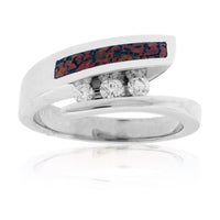 Dinosaur Bone Inlay & Three Diamond Bypass Ring - Park City Jewelers