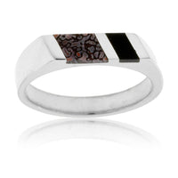 Dinosaur Bone & Onyx Double Inlay Ring - Park City Jewelers