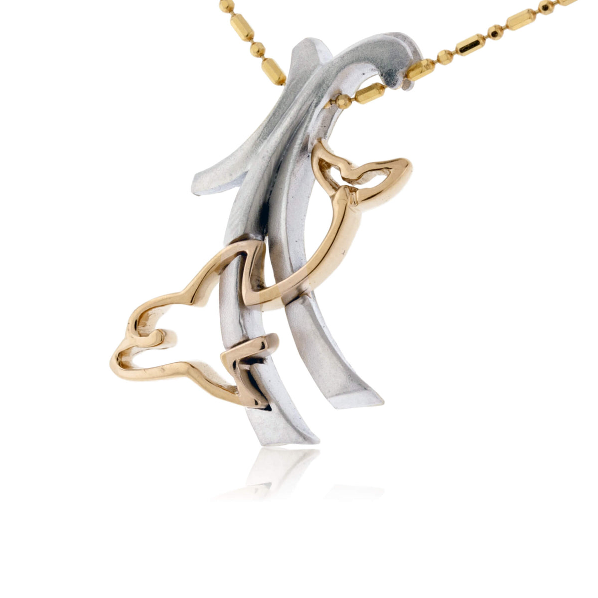 Dolphin in Coral Two Tone Pendant - Park City Jewelers