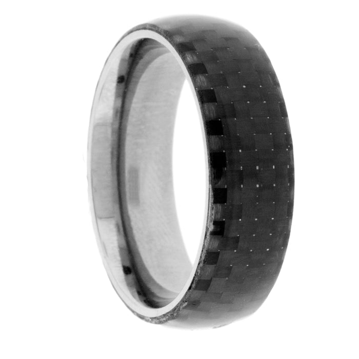 Domed Black Carbon Fiber & Titanium Base Ring - Park City Jewelers