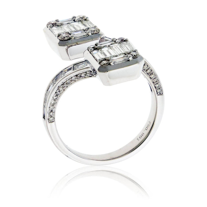Double Baguette & Round Diamond Cluster Gap Style Ring - Park City Jewelers