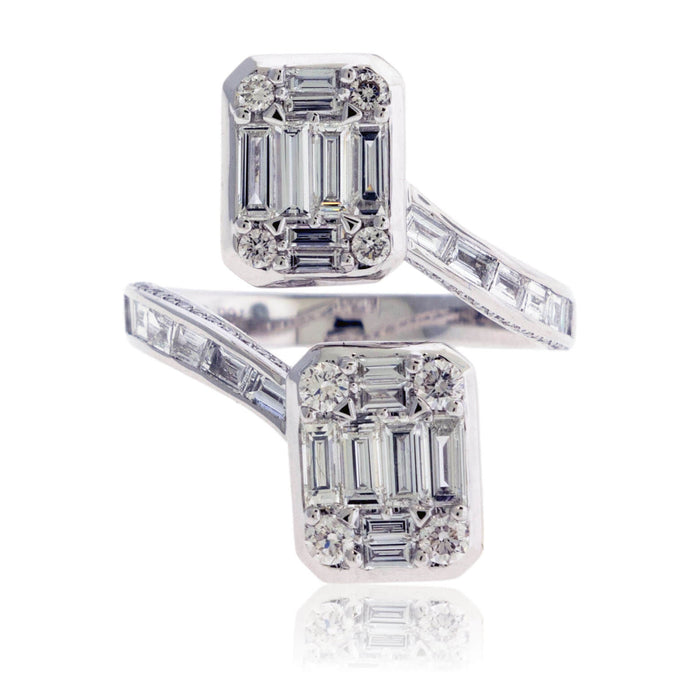 Double Baguette & Round Diamond Cluster Gap Style Ring - Park City Jewelers
