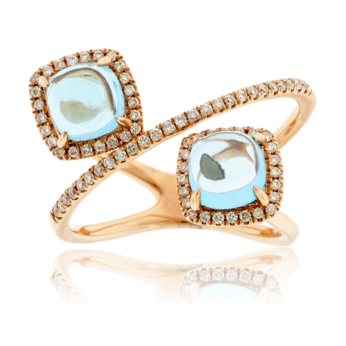 Double Cabochon Blue Topaz & Diamond Ring - Park City Jewelers
