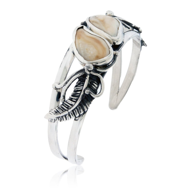 Double Elk Ivory and Feather Bracelet - Park City Jewelers