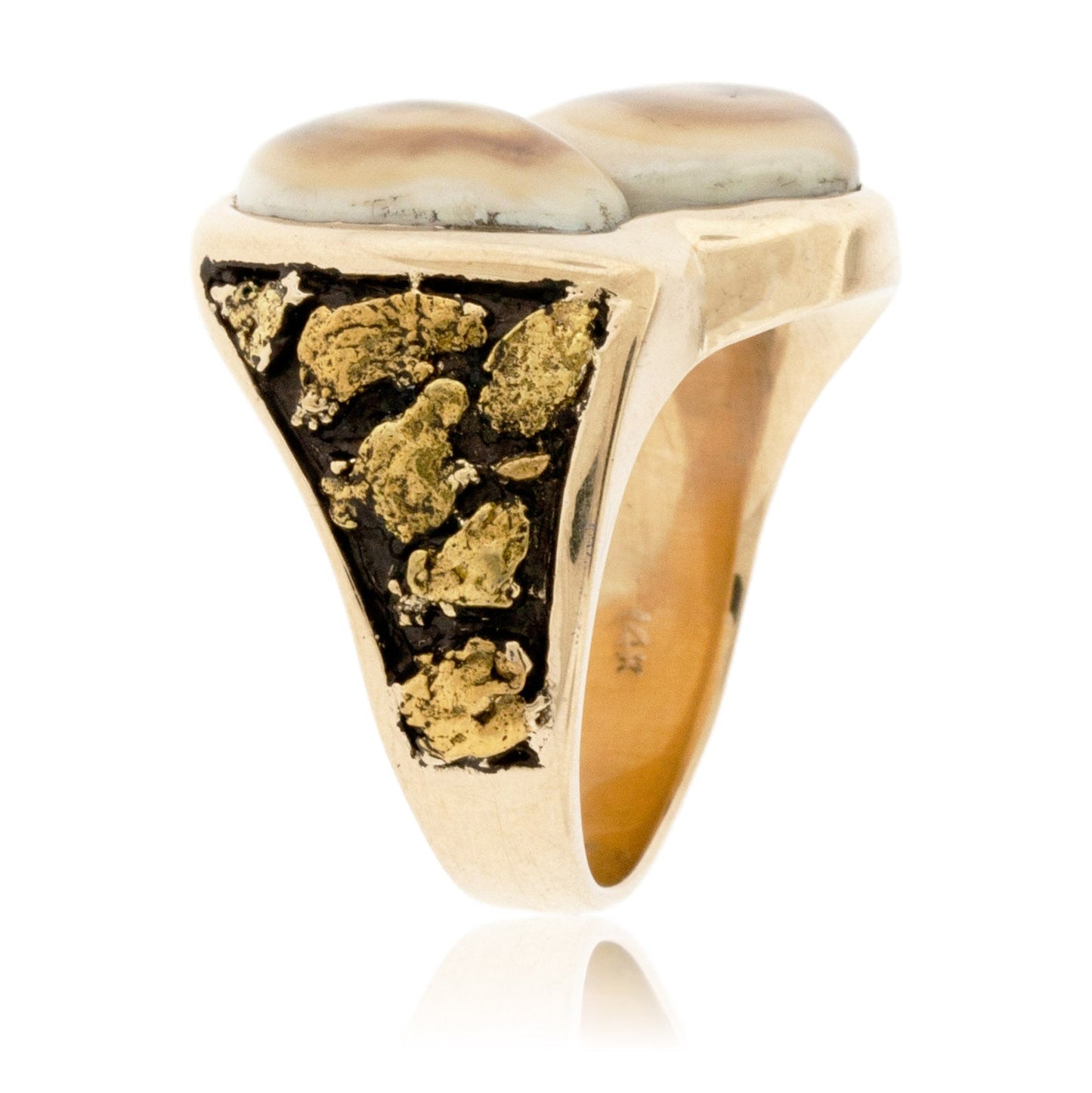 Double Elk Ivory & Gold Nugget Ring - Park City Jewelers
