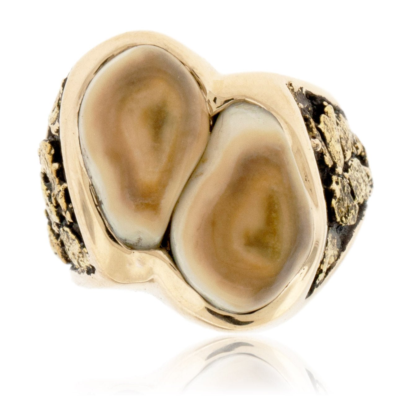 Double Elk Ivory & Gold Nugget Ring - Park City Jewelers