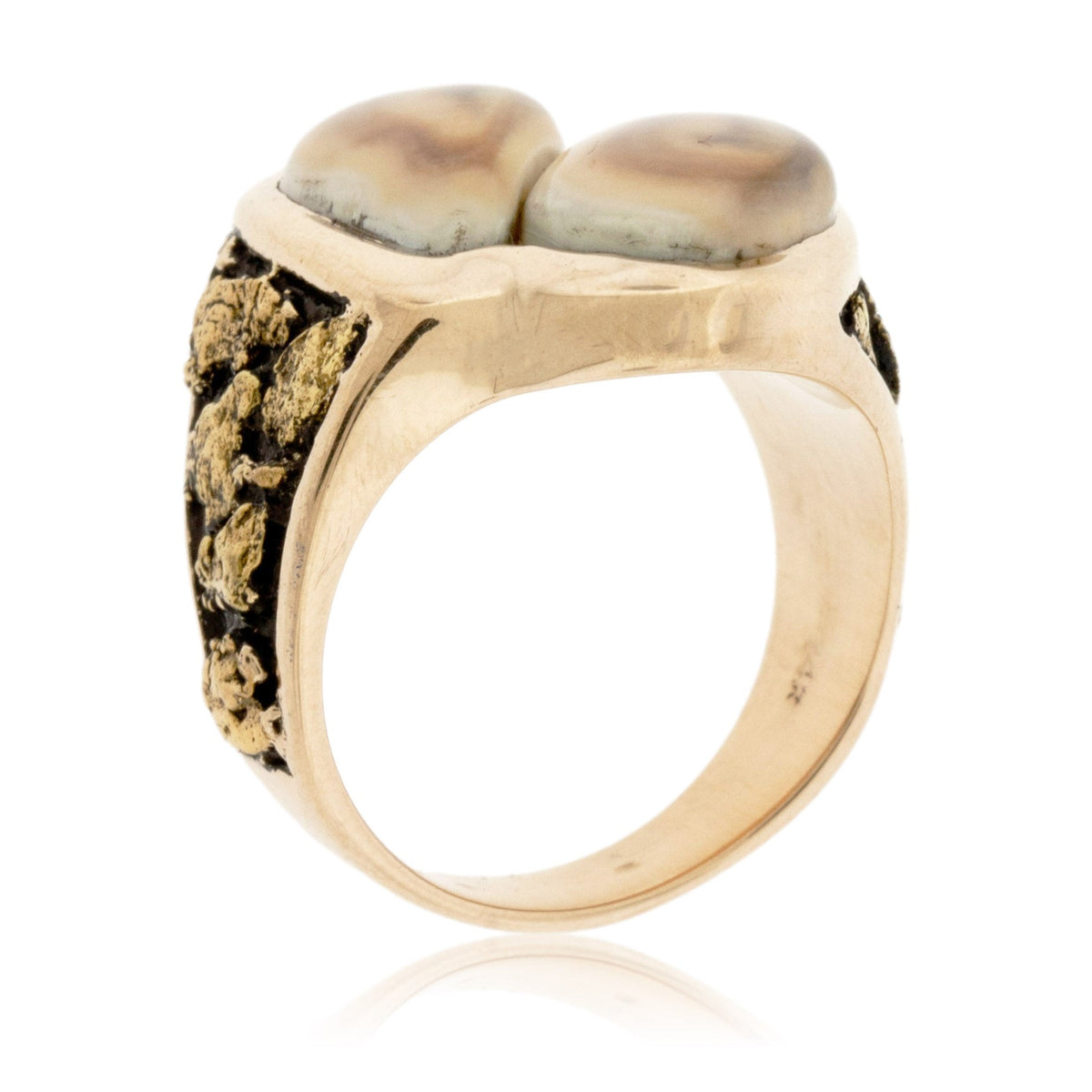 Double Elk Ivory & Gold Nugget Ring - Park City Jewelers