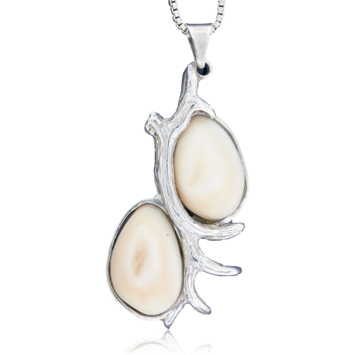 Double Elk Tooth Ivory Antler Necklace - Park City Jewelers