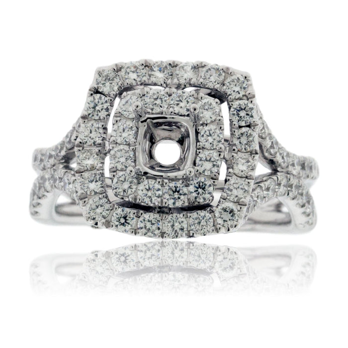 Double Halo Diamond Engagement Semi-Mount Ring - Park City Jewelers