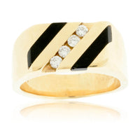 Double Inlay Onyx Inlay & Diamond Ring - Park City Jewelers