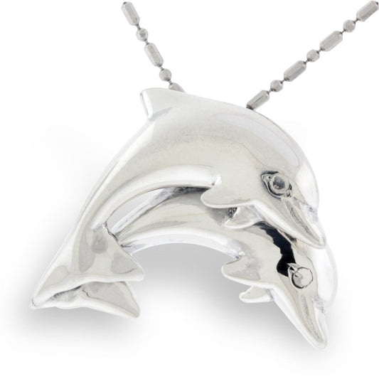 Double Jumping Dolphin Silver Necklace - Park City Jewelers